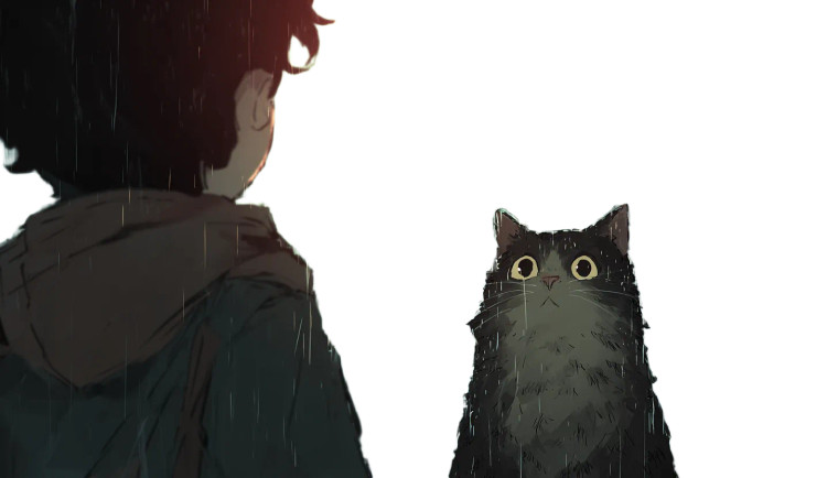 Cute Cat Scene Vinyl Car Decal Sticker – Waterproof & UV-Resistant 8"