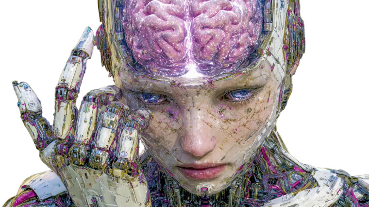 Robot Holding Brain Vinyl Car Decal Sticker – Waterproof & UV-Resistant 8"