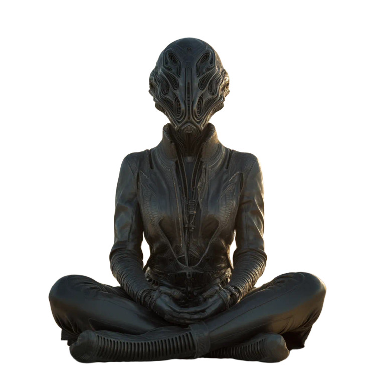 Futuristic Alien Meditating Vinyl Car Decal Sticker – Waterproof & UV-Resistant 8"