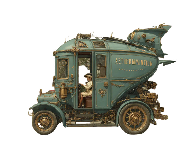 Steampunk Flying Carriage V2 Vinyl Car Decal Sticker – Waterproof & UV-Resistant 8"