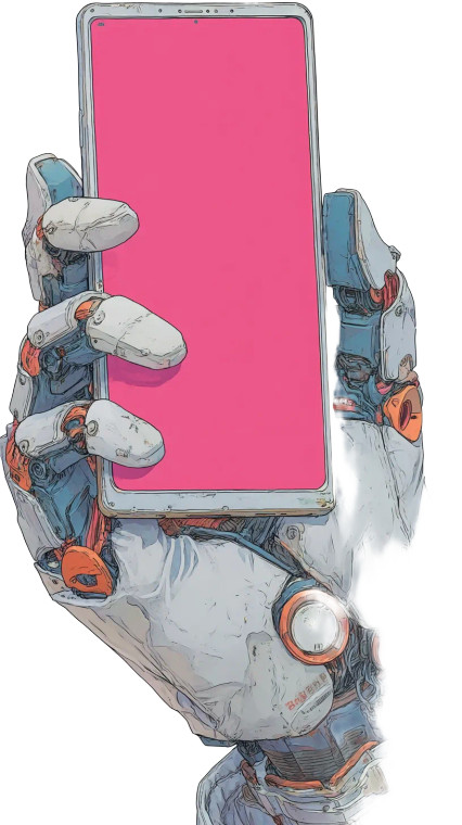 Cyber-Hand Holding Phone Vinyl Car Decal Sticker – Waterproof & UV-Resistant 8"