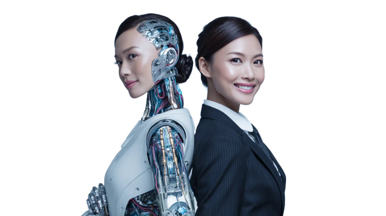 Confident Businesswoman & Ai Vinyl Car Decal Sticker – Waterproof & UV-Resistant 8"