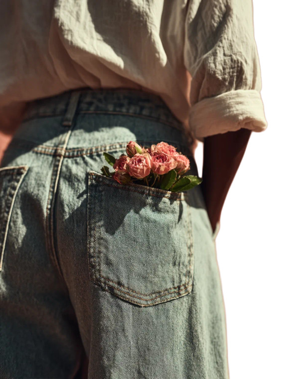 Denim And Roses Vinyl Car Decal Sticker – Waterproof & UV-Resistant 8"