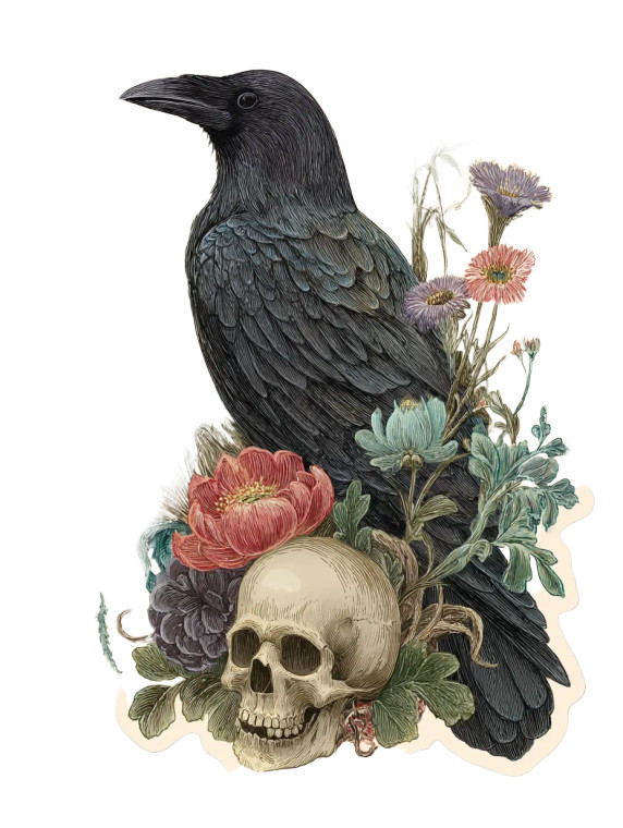 Gothic Raven Sticker Vinyl Car Decal Sticker – Waterproof & UV-Resistant 8"