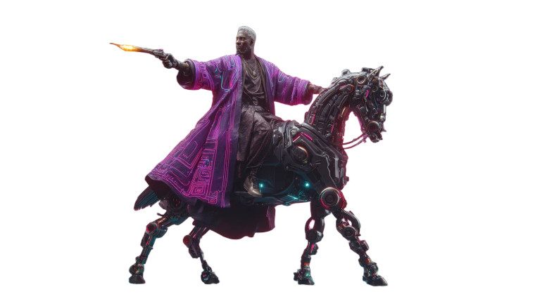 Cyberpunk Moroccan Warrior Vinyl Car Decal Sticker – Waterproof & UV-Resistant 8"