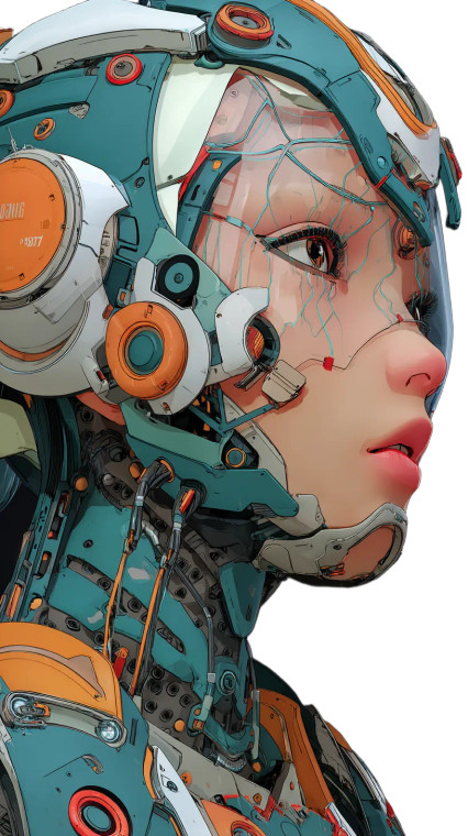 Cyberpunk Robotic Woman V2 Vinyl Car Decal Sticker – Waterproof & UV-Resistant 8"