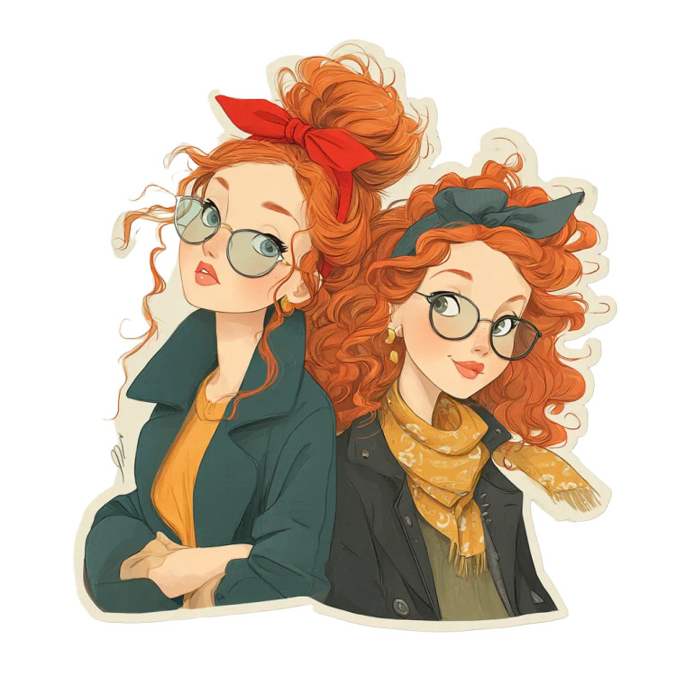 Stylish Red-Haired Girls Vinyl Car Decal Sticker – Waterproof & UV-Resistant 8"