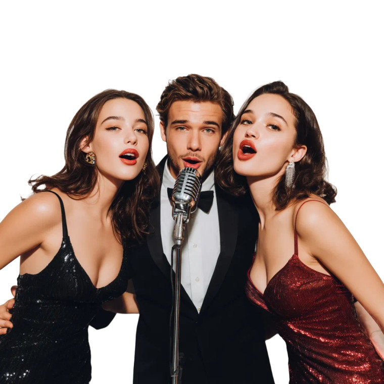 Singing Trio Close-Up Vinyl Car Decal Sticker – Waterproof & UV-Resistant 8"