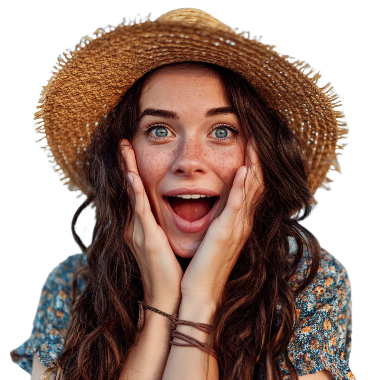 Happy Beach Brunette Vinyl Car Decal Sticker – Waterproof & UV-Resistant 8"