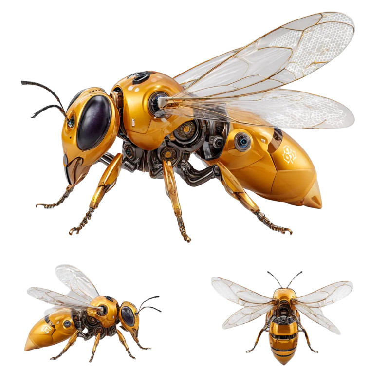 Mechanical Bee Vinyl Car Decal Sticker – Waterproof & UV-Resistant 8"