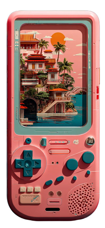 Pink Blue Game Console Vinyl Car Decal Sticker – Waterproof & UV-Resistant 8"