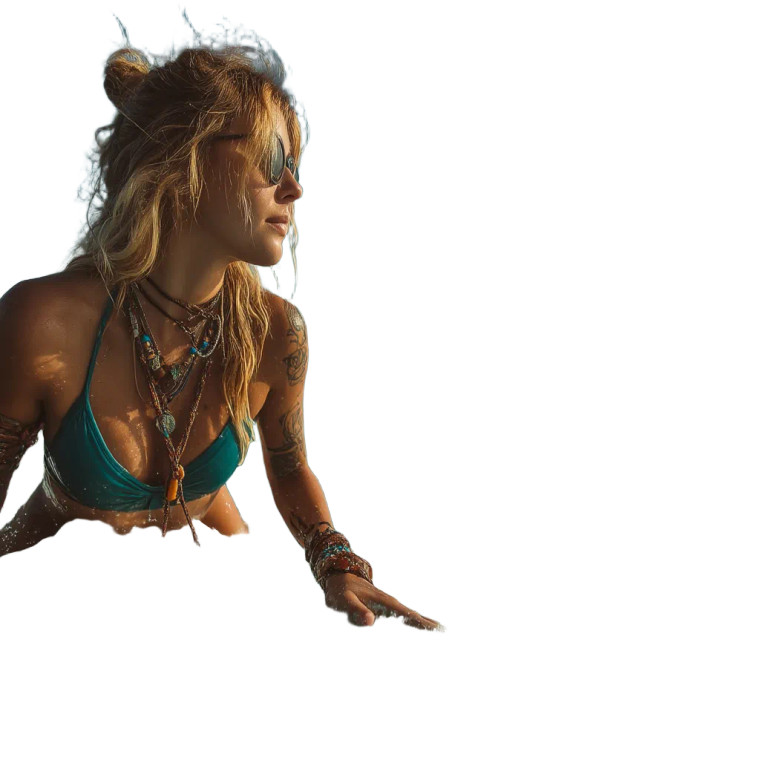 Surfing Woman Vinyl Car Decal Sticker – Waterproof & UV-Resistant 8"