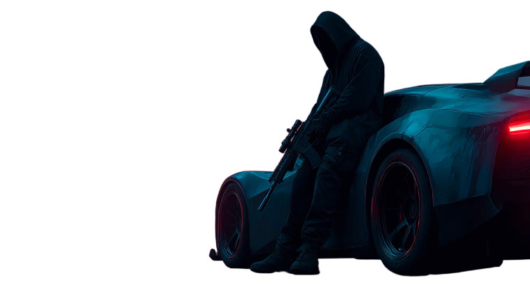 Futuristic Vigilante Vinyl Car Decal Sticker – Waterproof & UV-Resistant 8"