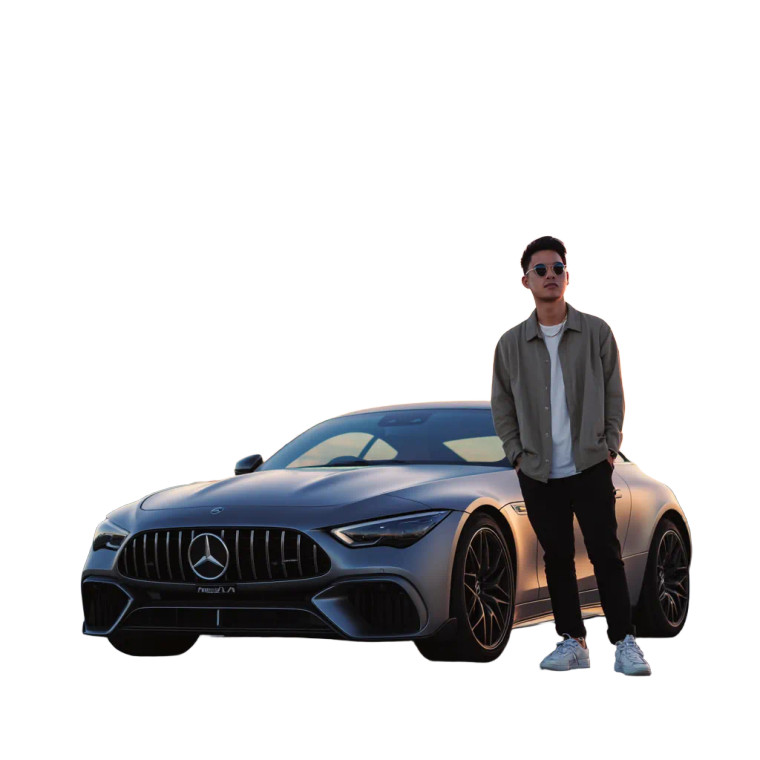 Man With Car Vinyl Car Decal Sticker – Waterproof & UV-Resistant 8"