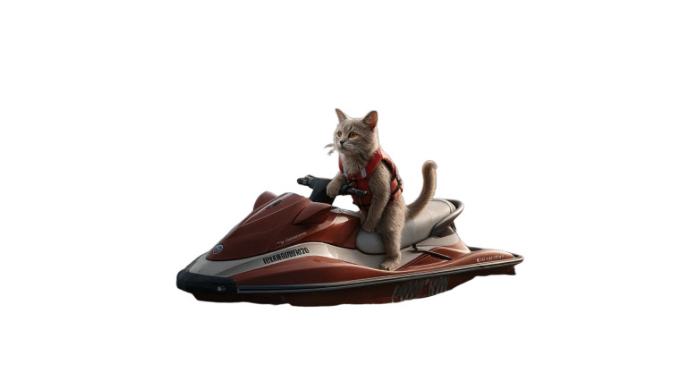 Cat On Jet Ski Vinyl Car Decal Sticker – Waterproof & UV-Resistant 8"