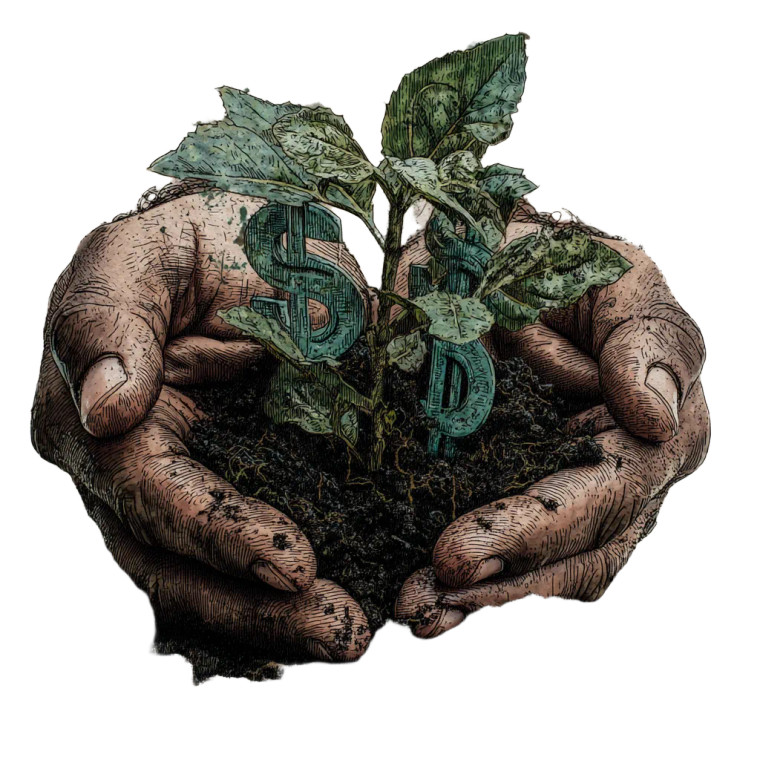 Planting Money Tree Vinyl Car Decal Sticker – Waterproof & UV-Resistant 8"