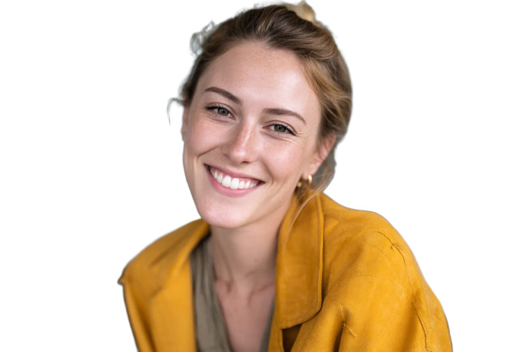 Smiling Blonde Woman V14 Vinyl Car Decal Sticker – Waterproof & UV-Resistant 8"