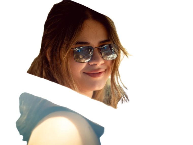 Blonde Model Smiling Vinyl Car Decal Sticker – Waterproof & UV-Resistant 8"