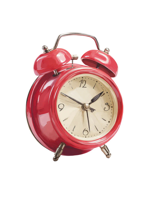 Red Alarm Clock Vinyl Car Decal Sticker – Waterproof & UV-Resistant 8"