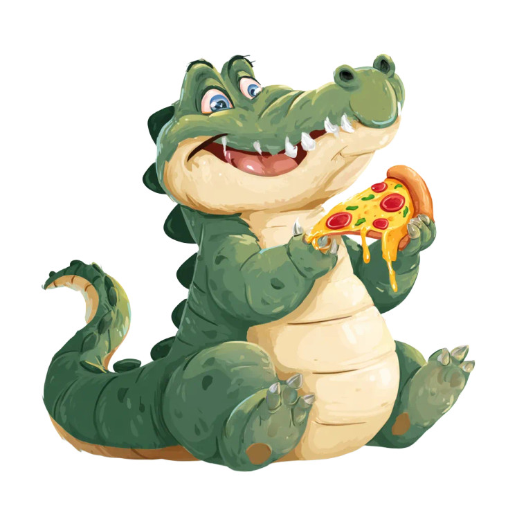Cartoon Alligator Pizza Vinyl Car Decal Sticker – Waterproof & UV-Resistant 8"