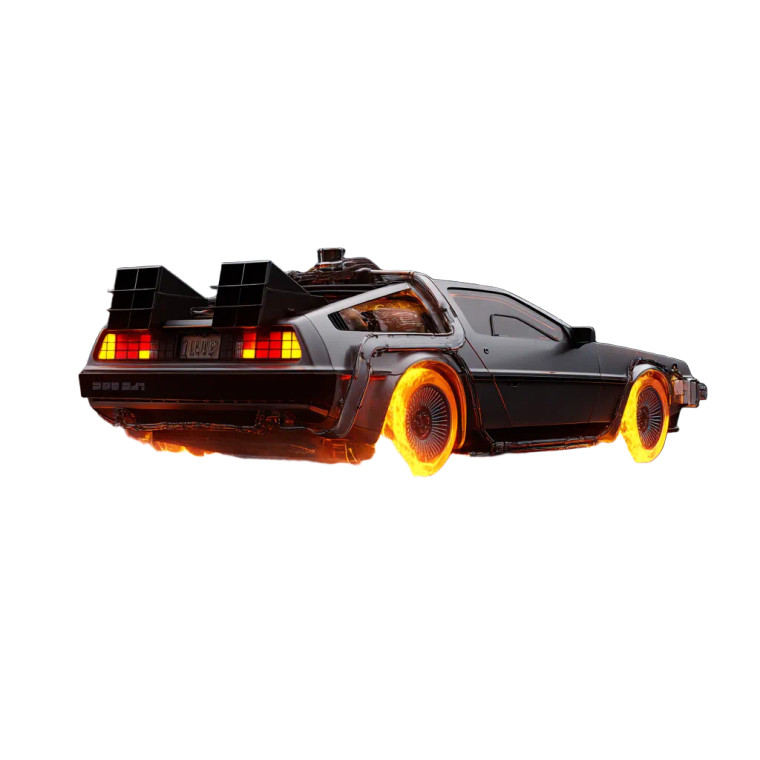 Burning Tires Delorean Vinyl Car Decal Sticker – Waterproof & UV-Resistant 8"