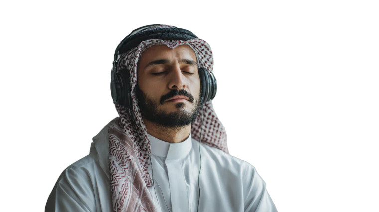 Serene Saudi Listener Vinyl Car Decal Sticker – Waterproof & UV-Resistant 8"