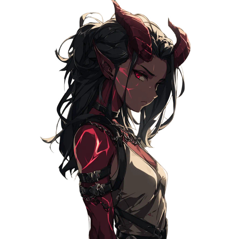 Tiefling Waifu Vinyl Car Decal Sticker – Waterproof & UV-Resistant 8"