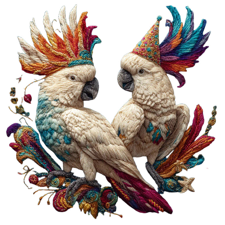 Dancing Cockatoos Party Vinyl Car Decal Sticker – Waterproof & UV-Resistant 8"