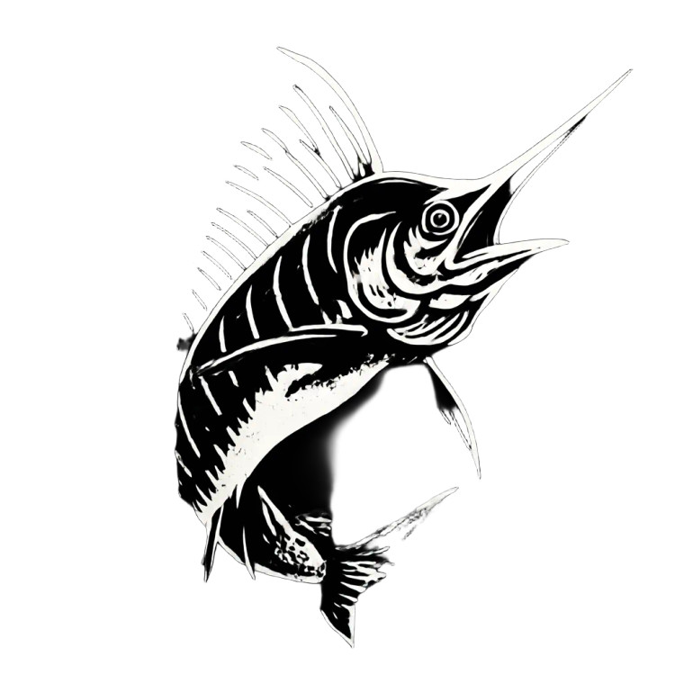 Marlon Swordfish Logo Vinyl Car Decal Sticker – Waterproof & UV-Resistant 8"