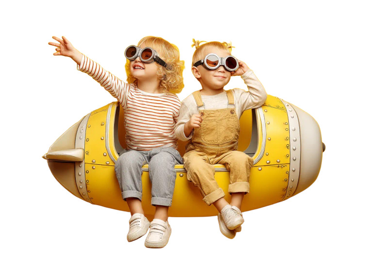 Playing Toddlers Airplane Vinyl Car Decal Sticker – Waterproof & UV-Resistant 8"