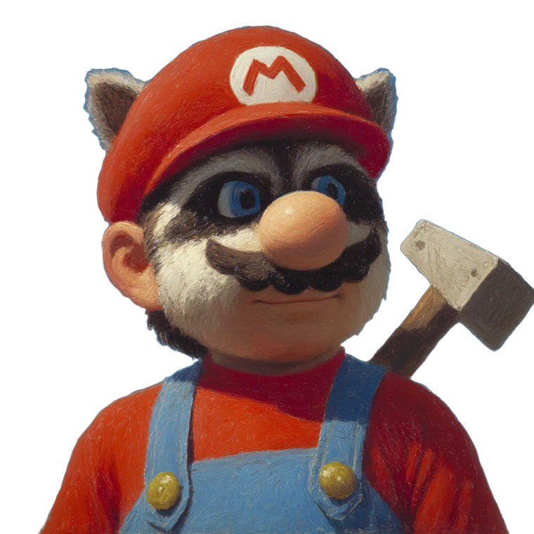 Mario Raccoon Suit Vinyl Car Decal Sticker – Waterproof & UV-Resistant 8"
