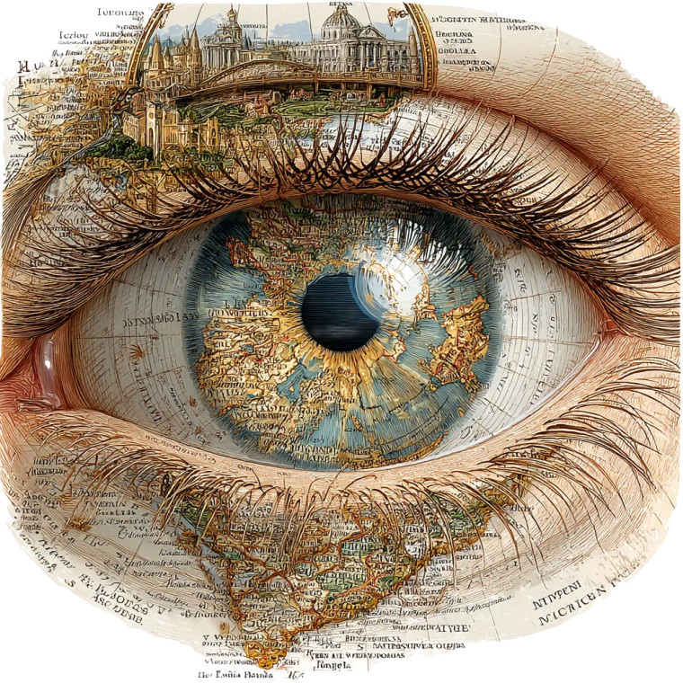 Eyeball Map Vinyl Car Decal Sticker – Waterproof & UV-Resistant 8"