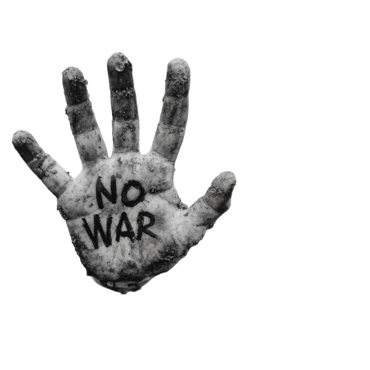 Boy Protesting War Vinyl Car Decal Sticker – Waterproof & UV-Resistant 8"