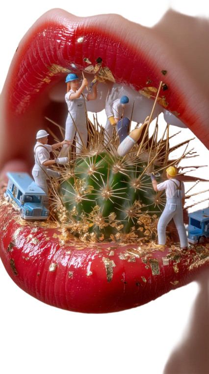 Glossy Lips Cactus Vinyl Car Decal Sticker – Waterproof & UV-Resistant 8"