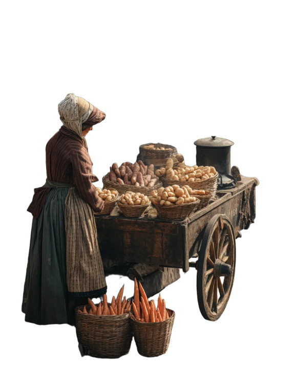 Victorian Vegetable Seller Vinyl Car Decal Sticker – Waterproof & UV-Resistant 8"