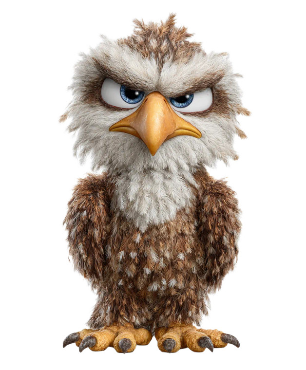 Grumpy Cartoon Eagle Vinyl Car Decal Sticker – Waterproof & UV-Resistant 8"