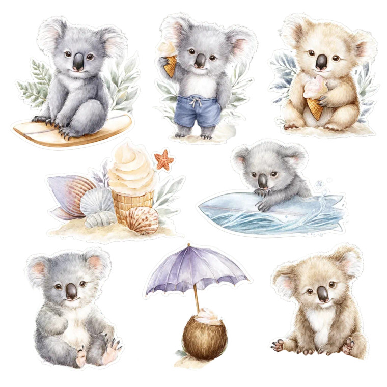 Beach Koalas Sticker Vinyl Car Decal Sticker – Waterproof & UV-Resistant 8"