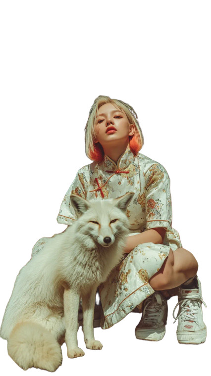 Woman With Fox Vinyl Car Decal Sticker – Waterproof & UV-Resistant 8"