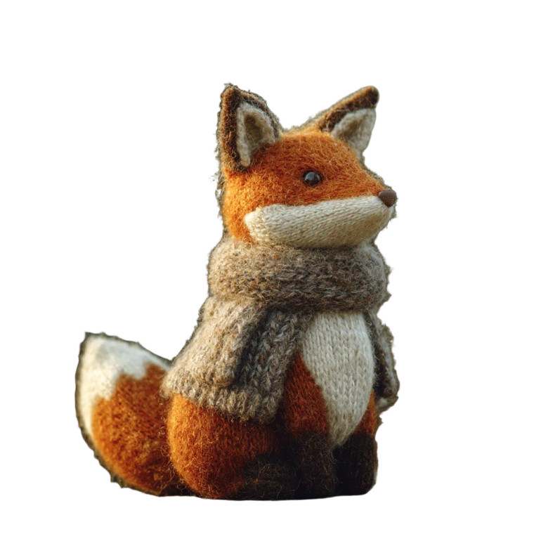 Knitted Fox Figurine Vinyl Car Decal Sticker – Waterproof & UV-Resistant 8"