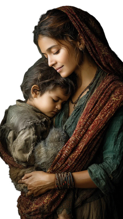 Indian Mother Caring Vinyl Car Decal Sticker – Waterproof & UV-Resistant 8"