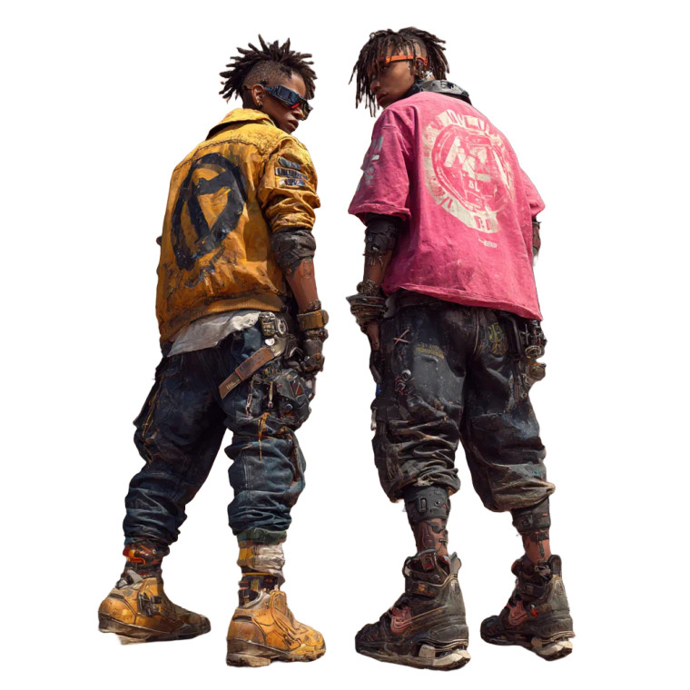 Neon Punk Duo Vinyl Car Decal Sticker – Waterproof & UV-Resistant 8"