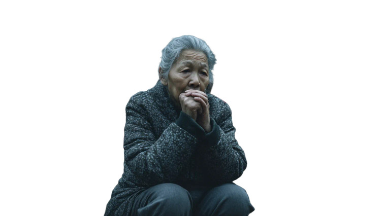 Elderly Woman Breathing Vinyl Car Decal Sticker – Waterproof & UV-Resistant 8"