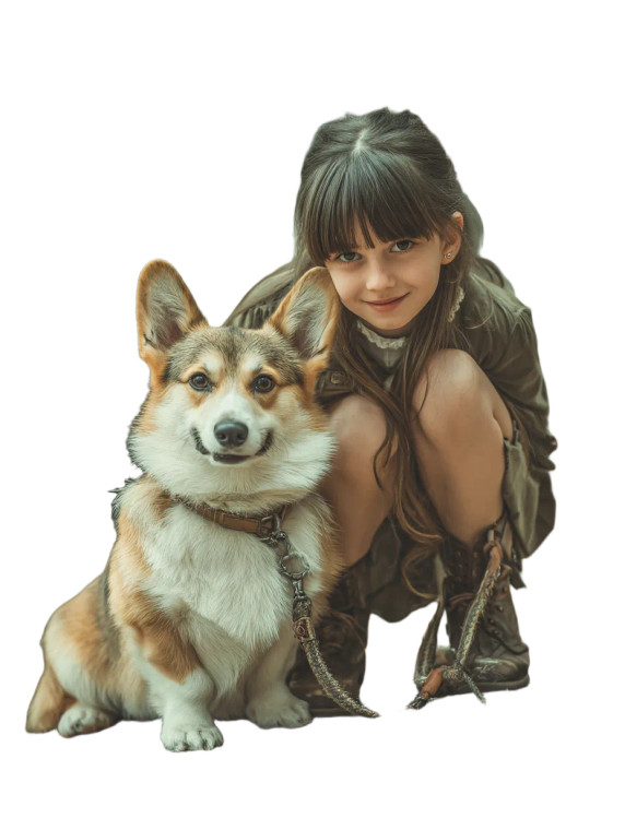 Girl With Corgi V2 Vinyl Car Decal Sticker – Waterproof & UV-Resistant 8"