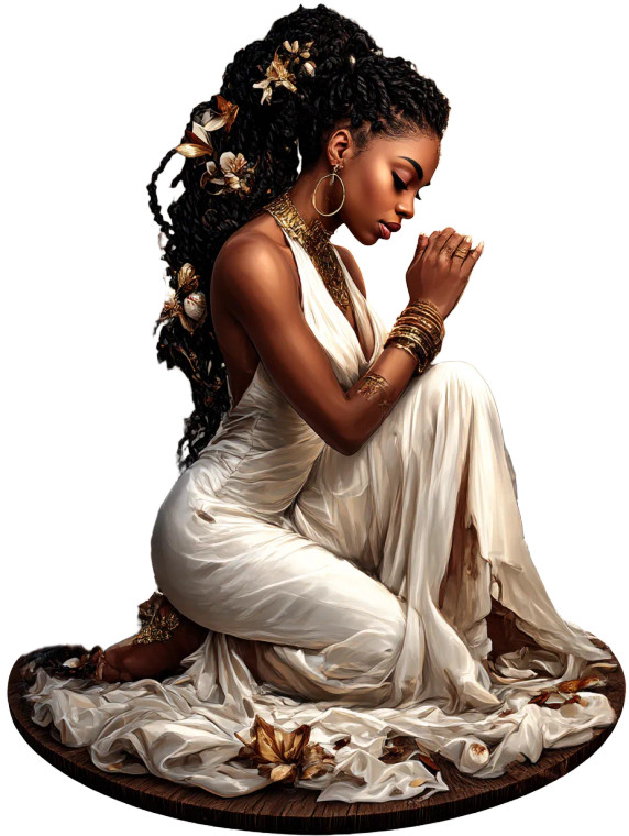 Praying African Woman V2 Vinyl Car Decal Sticker – Waterproof & UV-Resistant 8"