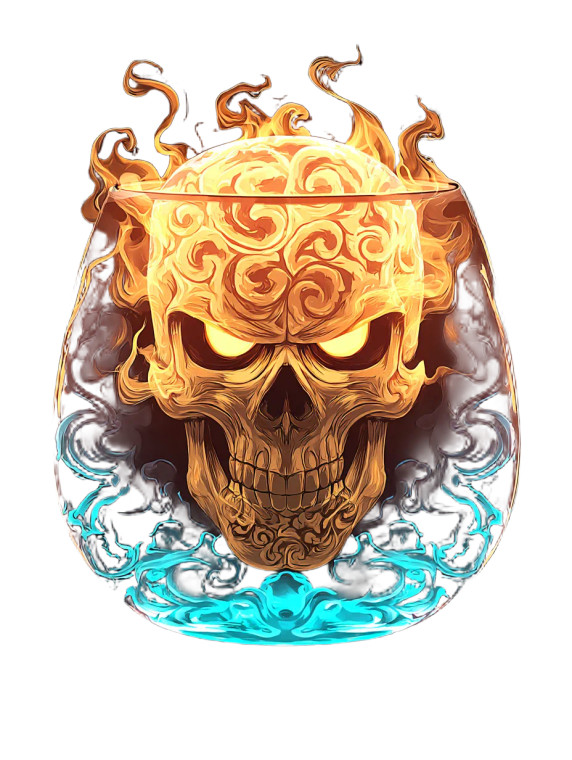 Glowing Angry Skull Vinyl Car Decal Sticker – Waterproof & UV-Resistant 8"