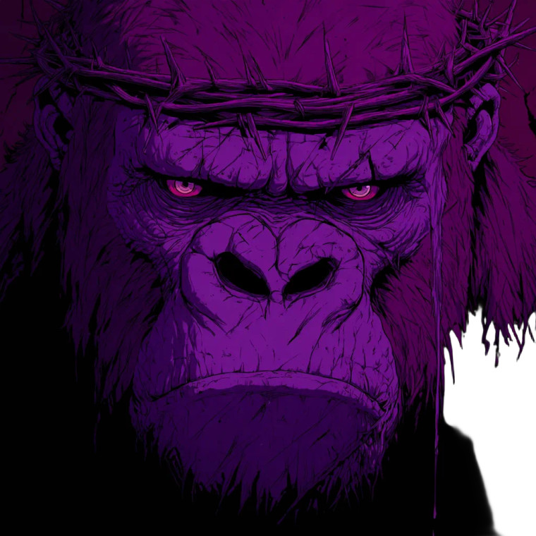 Purple Gorilla Crucifixion Vinyl Car Decal Sticker – Waterproof & UV-Resistant 8"
