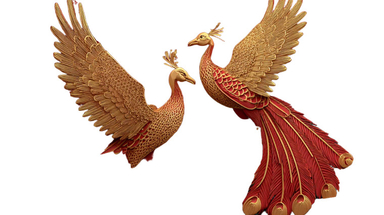 Golden Peacock Art Vinyl Car Decal Sticker – Waterproof & UV-Resistant 8"