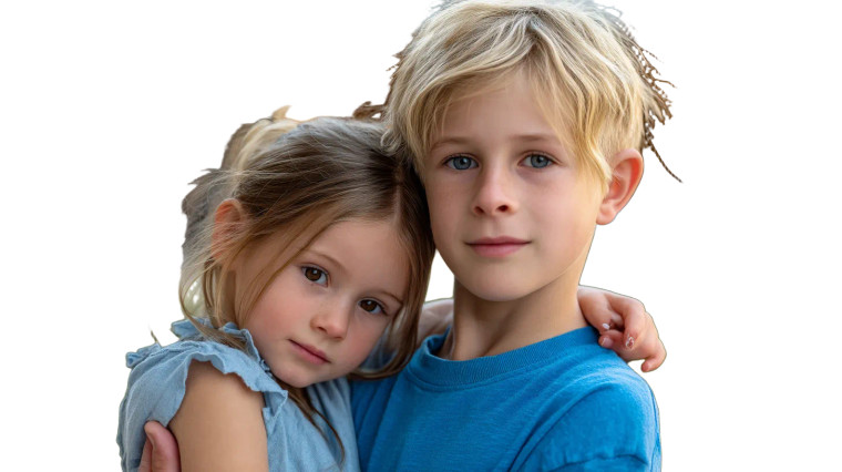 Tender Sibling Moment Vinyl Car Decal Sticker – Waterproof & UV-Resistant 8"