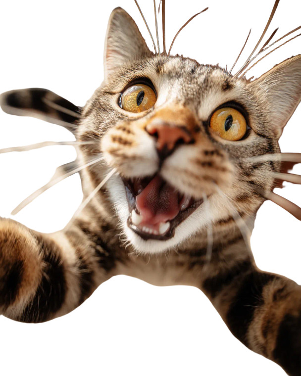 Excited Tabby Cat Vinyl Car Decal Sticker – Waterproof & UV-Resistant 8"