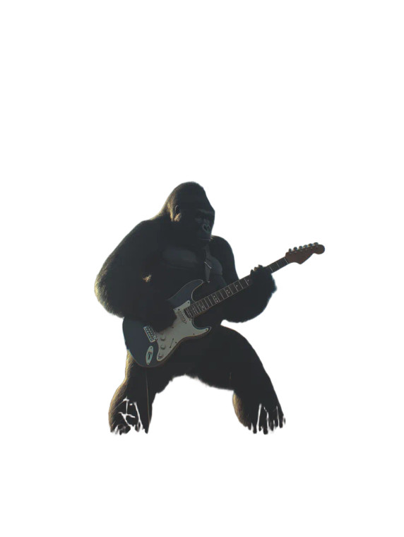 Gorilla Guitarist Vinyl Car Decal Sticker – Waterproof & UV-Resistant 8"